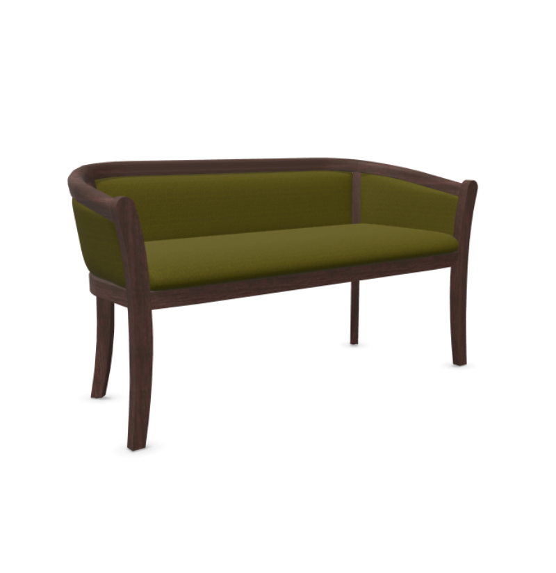 DENVER bench, 3 seats, dark green fabric, wenge brown finish, beechwood frame
