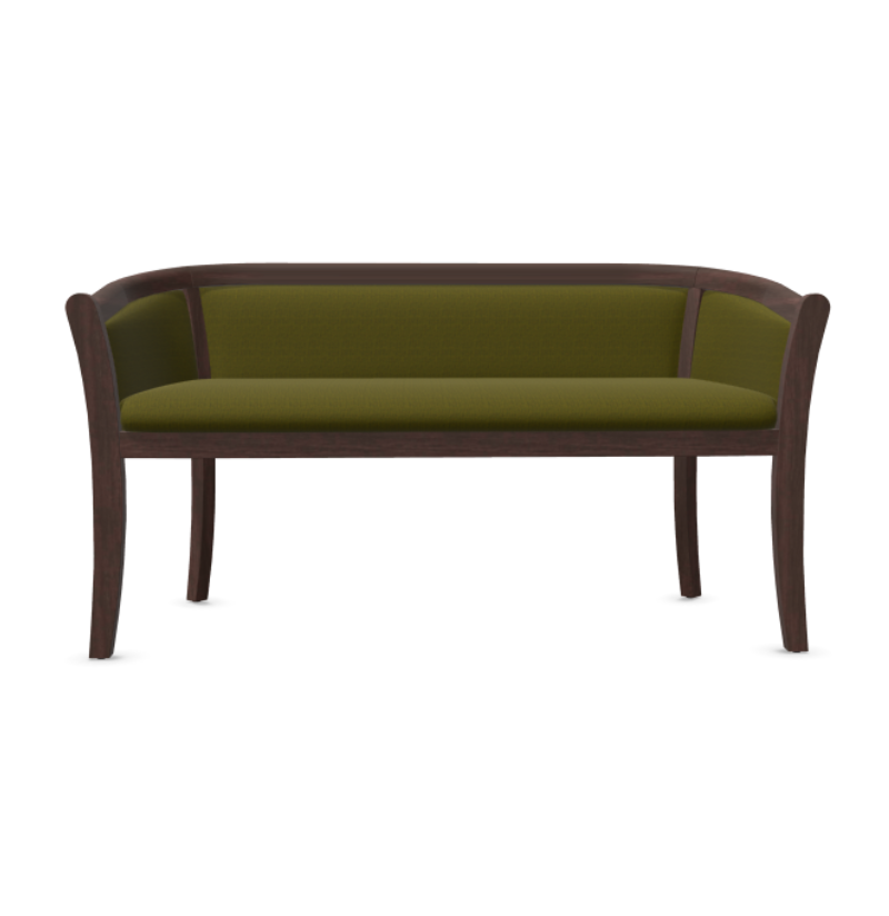 DENVER bench, 3 seats, dark green fabric, wenge brown finish, beechwood frame - Image 2