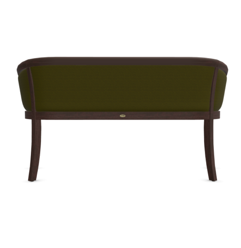DENVER bench, 3 seats, dark green fabric, wenge brown finish, beechwood frame - Image 3
