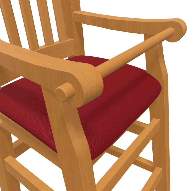 KINDER high chair, red fabric, water-based varnish, beechwood frame - Image 5