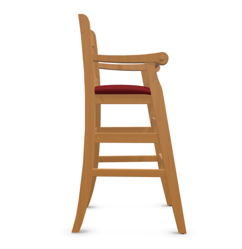 KINDER high chair, red fabric, water-based varnish, beechwood frame - Image 3