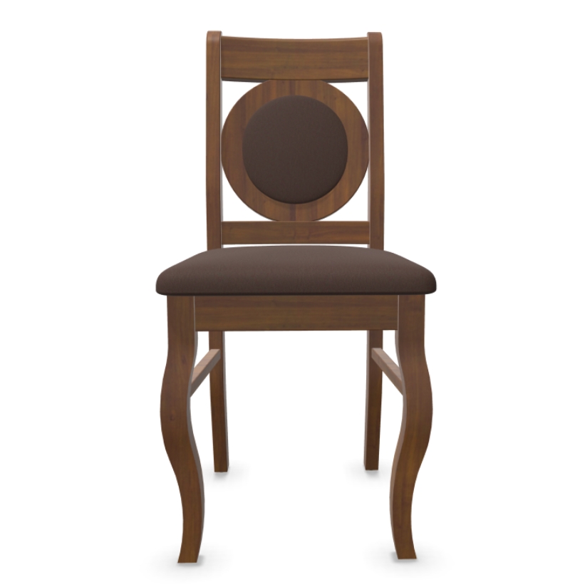 LUCKY chair, oval backrest, brown fabric, walnut finish, beechwood frame - Image 2