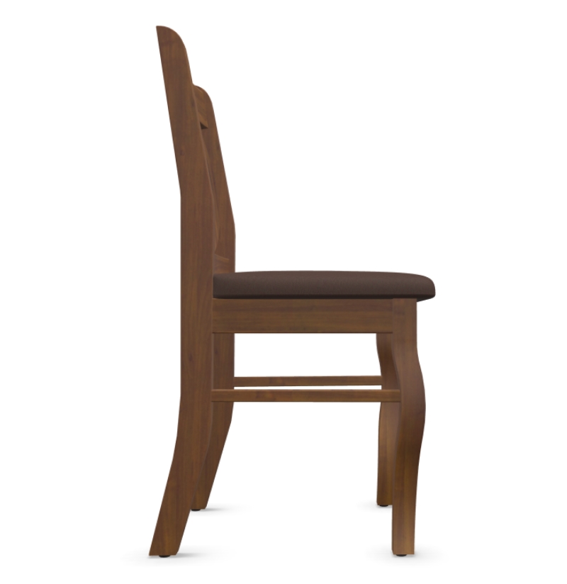 LUCKY chair, oval backrest, brown fabric, walnut finish, beechwood frame - Image 3
