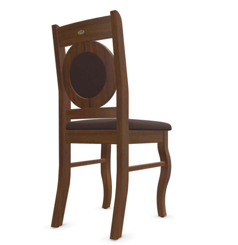 LUCKY chair, oval backrest, brown fabric, walnut finish, beechwood frame - Image 4
