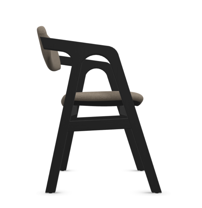 NICOLAS chair, dark beige bouclé fabric, wenge black finish, beechwood frame - Image 3