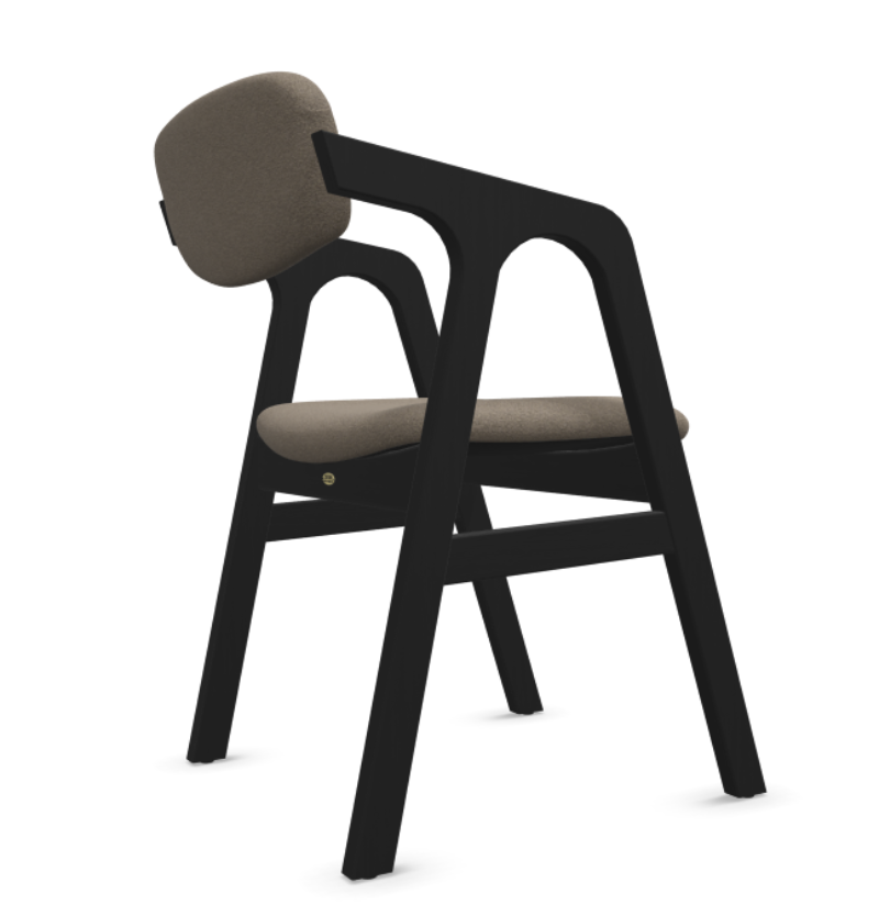 NICOLAS chair, dark beige bouclé fabric, wenge black finish, beechwood frame - Image 4
