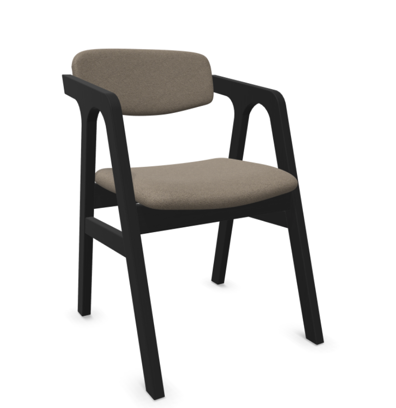 NICOLAS chair, dark beige bouclé fabric, wenge black finish, beechwood frame