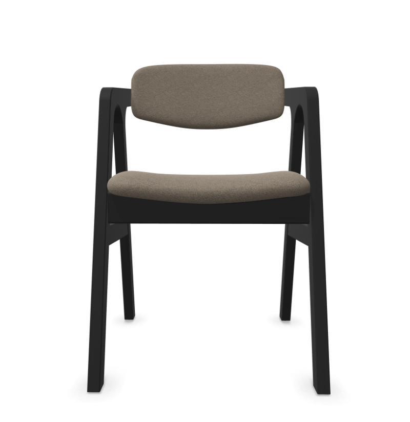NICOLAS chair, dark beige bouclé fabric, wenge black finish, beechwood frame - Image 2
